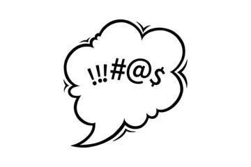 Swearing speech bubble censored with symbols. Hand drawn swear words in text bubble to express dissatisfaction and bad mood. Vector illustration isolated in white background