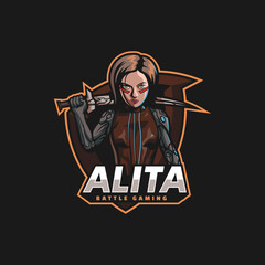 Vector Logo Illustration Alita E Sport and Sport Style.