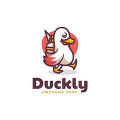 Vector Logo Illustration Duck Simple Mascot Style.
