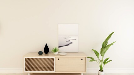 frame poster canvas in the home living room with minimalist design interior