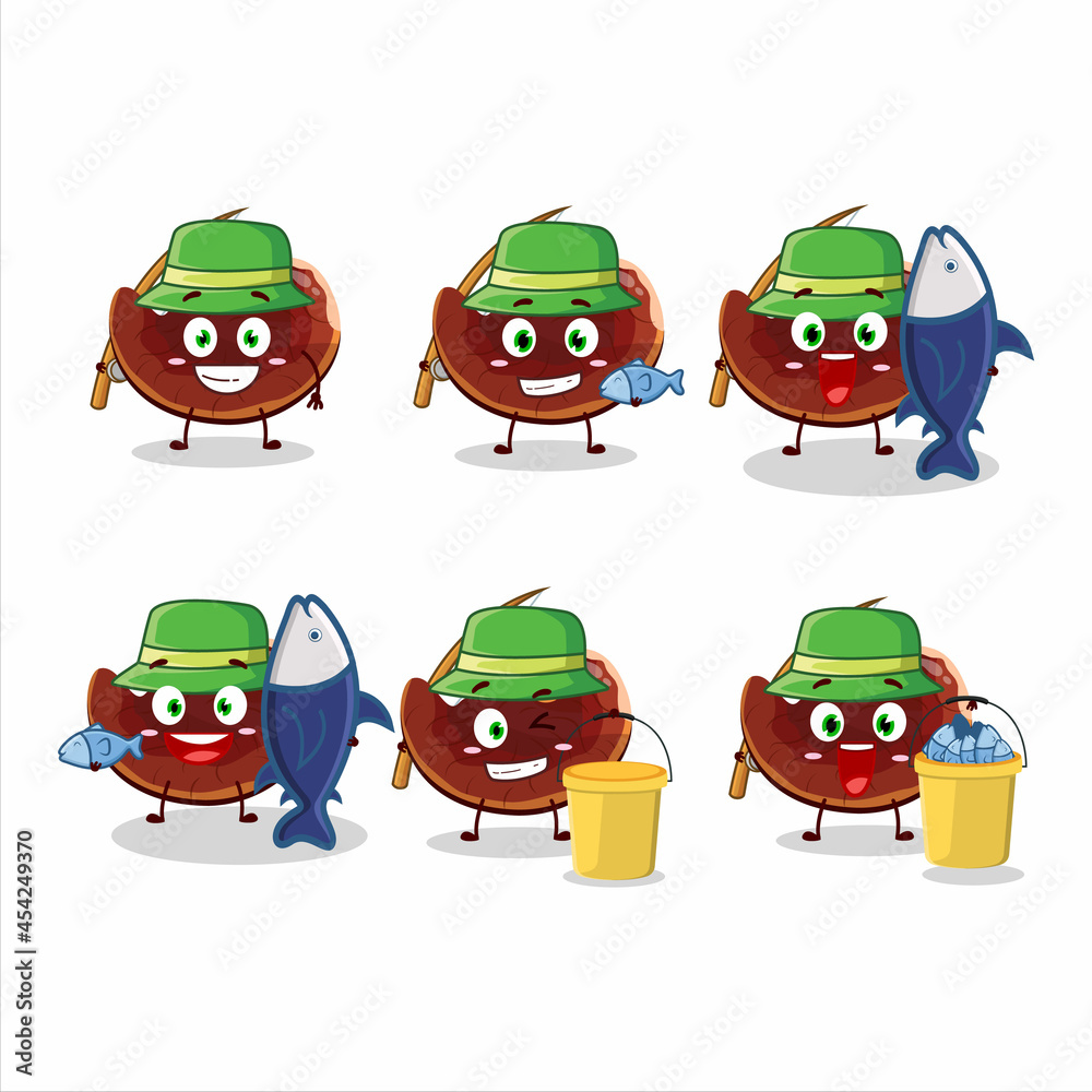 Sticker A fisherman lingzhi mushroom cartoon picture catch a big fish