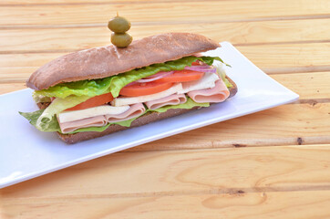 Ciabatta with ham and cheese