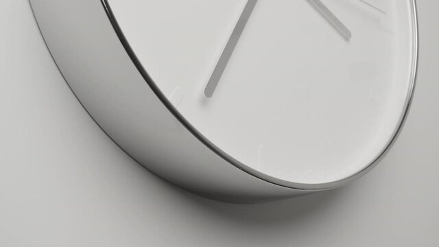 Clock Face on White Office Wall in Timelapse