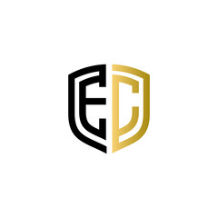 ec shield logo design vector icon - obrazy, fototapety, plakaty