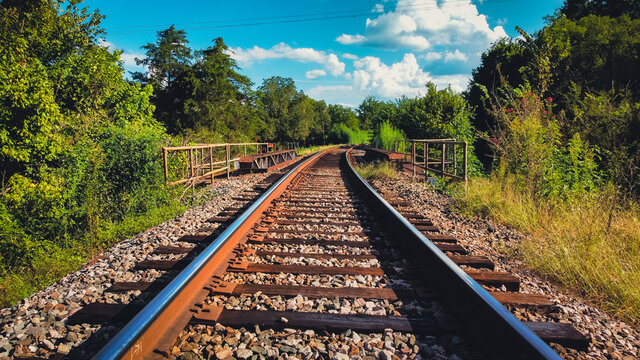 railroad tracks in the countryside