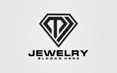 Logo initial T,J diamond line art illustration vector