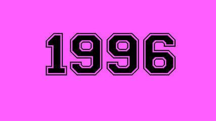 1996 number black lettering pink rose background