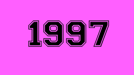 1997 number black lettering pink rose background
