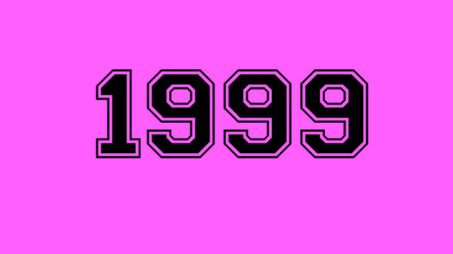 1999 number black lettering pink rose background
