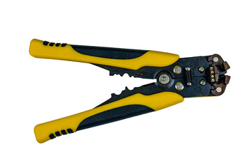 Yellow wire stripper isolated on a white background