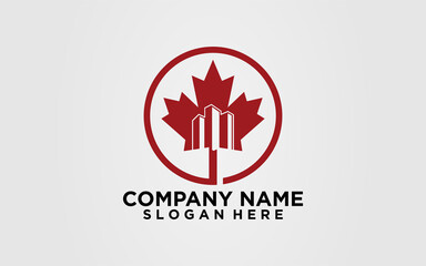 Maple canada home real estate logo icon template vector