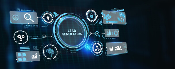 Business, technology, internet and networking concept. showing keyword: Lead generation. 3d illustration