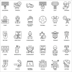 Outline Football Elements collection flat icons