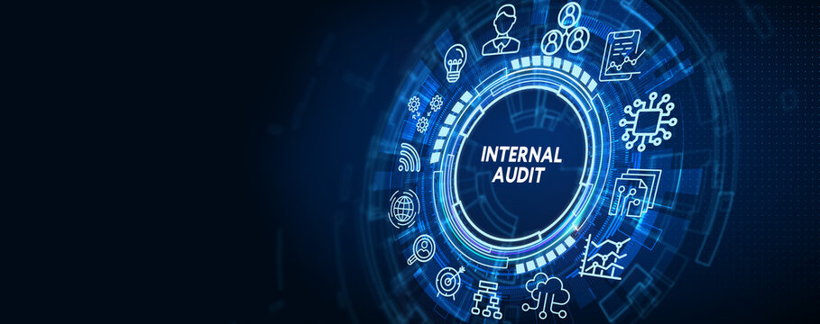 Business, Technology, Internet and network concept.  virtual screen of the future and sees the inscription: Internal audit