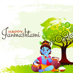 Happy Janmashtami social media banner vector graphics resizable