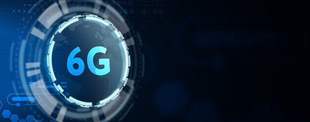 The concept of 6G network, high-speed mobile Internet, new generation networks. Business, modern technology, internet and networking concept.  3d illustration