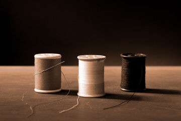 Spools of sewing thread
