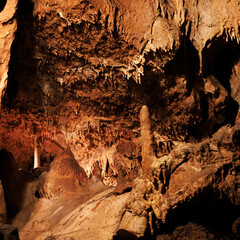 Detail of the stalagmite in the cave. 