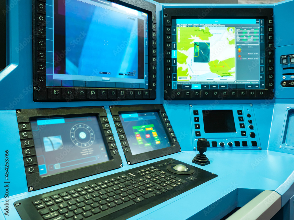 Poster dispatch equipment. dispatch monitors. dispatch table with built-in screens. centralized control poi