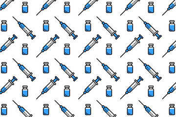 Syringe with needle and vial seamless pattern