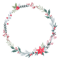 Beautiful stock illustration with hand drawn watercolor gentle floral wreath.