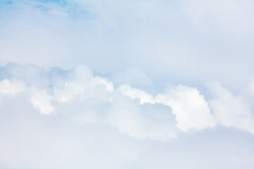 White fluffy cloud texture, big soft light blue cumulus clouds closeup, overcast sky background, beautiful cloudscape skies backdrop, sunny cloudy heaven view, cloudiness weather landscape, copy space