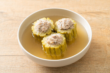 Stuffed bitter gourd with seasoned minced pork soup