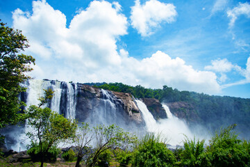 World famous Athirapally waterfalls, The most beautiful waterfalls in the world Kerala India, Beautiful waterfalls landscape photography