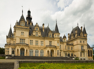 Fototapeta na wymiar Landscape with Castle of Valmirand in Montrejeau, France
