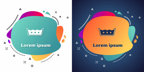 White Washing under 50 degrees celsius icon isolated on white and blue background. Temperature wash. Abstract banner with liquid shapes. Vector