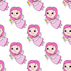 Colored seamless pattern. Cartoon style. Hand drawn. Vector illustration isolated on white background. For walpaper, poster, banner.