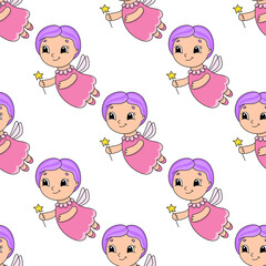 Colored seamless pattern. Cartoon style. Hand drawn. Vector illustration isolated on white background. For walpaper, poster, banner.