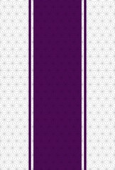 銀の麻葉模様と紫色の縦帯、ハガキ比率の背景　