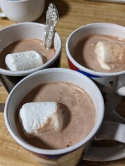 Hot chocolate for a cozy night with marshmallows