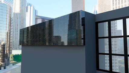 company logo mockup in black office building exterior design