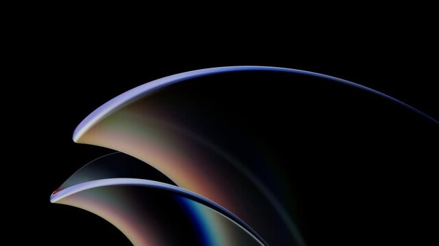 Modern glass-based 3d render. Wavy shape with reflections and refractions with dispersion effect. Modern digital looped video.
