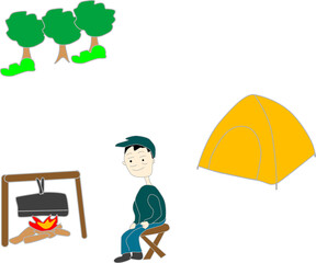 男子の楽しいソロキャンプ