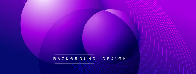 Gradient circles with shadows. Vector techno abstract background. Modern overlapping forms wallpaper background, design template