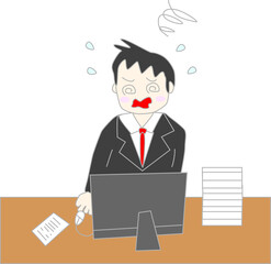 ストレスを感じる会社員のイメージ素材