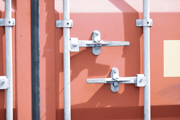 Container door handle close up
