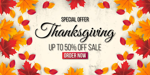 Thanksgiving sale banner background. Premium Vector