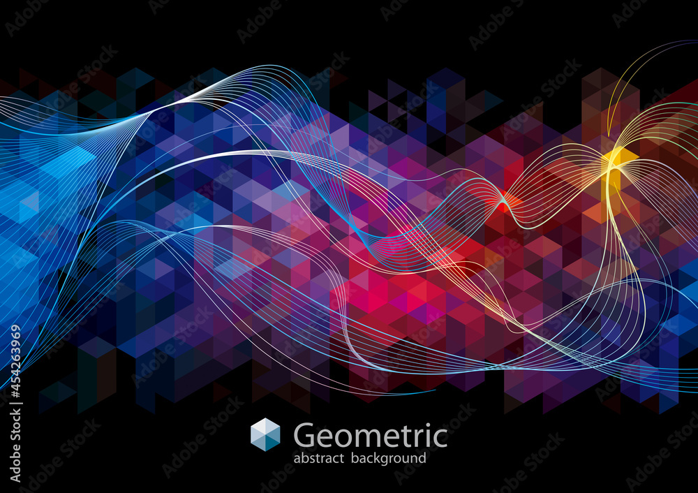 Poster Geometric pattern with wave lines abstract modern background design.