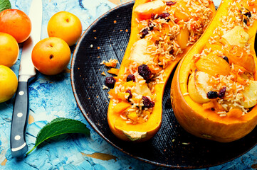 Pumpkin stuffed with plums,pumpkin in azerbaijani