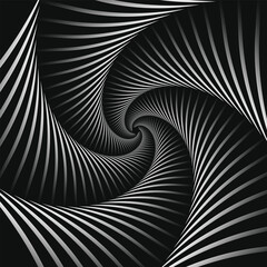3D Effect Abstract Illusion Pattern Background In Black And White Color.