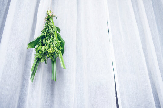 Wormwood calamus hanging from doors and windows on Chinese Dragon Boat Festival