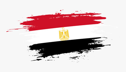 Hand drawn brush stroke flag of Egypt. Creative national day hand painted brush illustration on white background