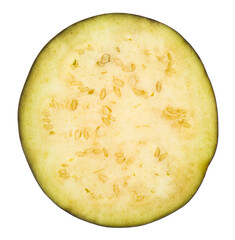 Sliced eggplant isolated on a white background.