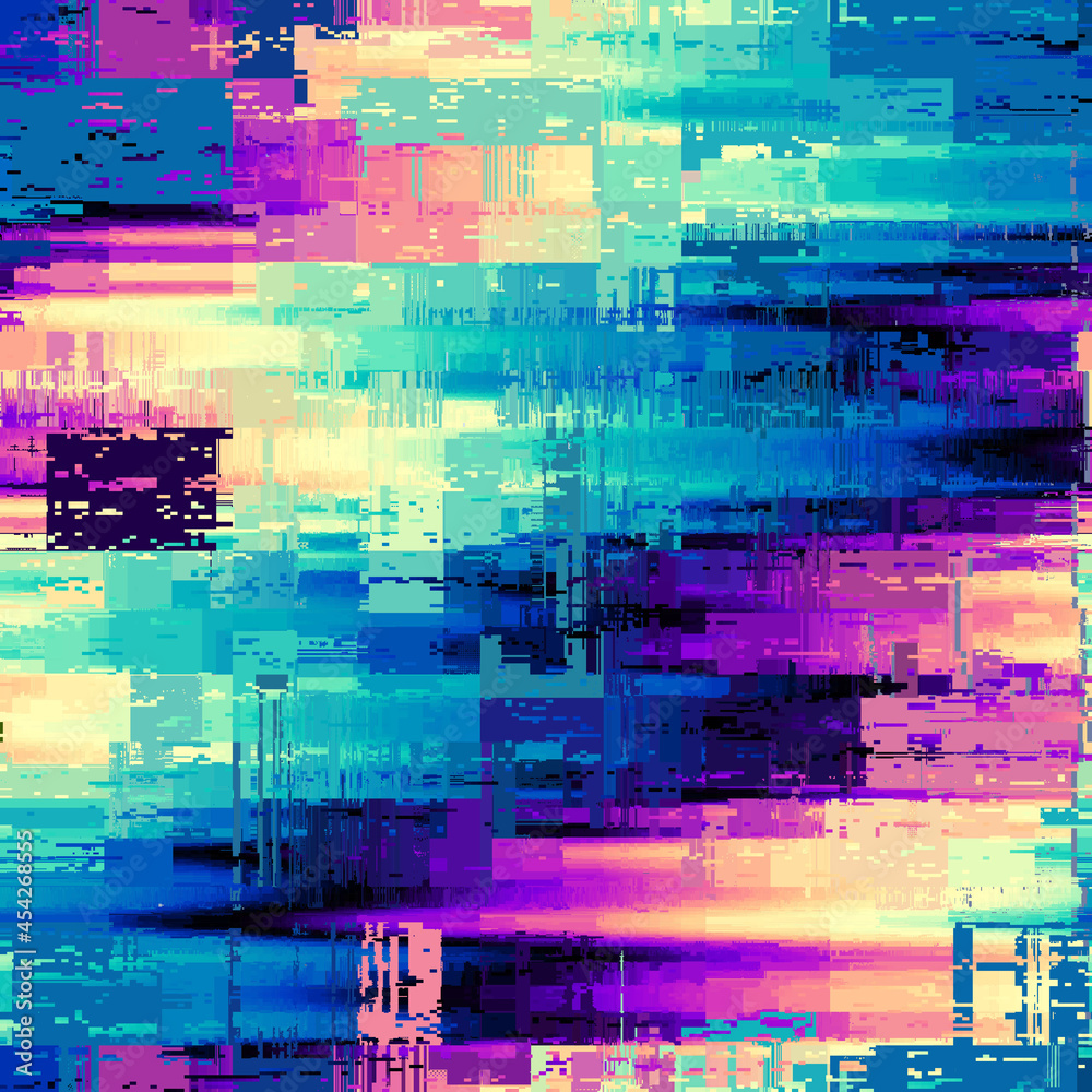 Poster Vector image with imitation of grunge datamoshing texture.