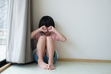 Children crying, little girl feeling sad, kid unhappy
