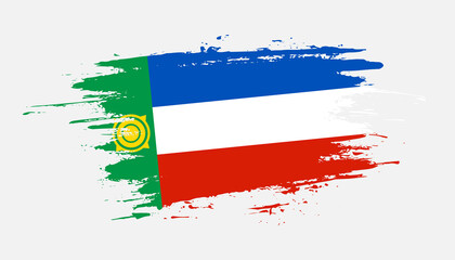 Hand drawn brush stroke flag of Khakassia. Creative national day hand painted brush illustration on white background